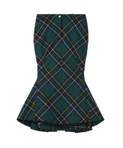 ALEXANDER MCQUEEN KICKBACK-DETAIL PLAID SKIRT