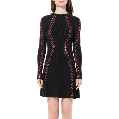 Alexander Mcqueen Women's Knit Dress In Black/red