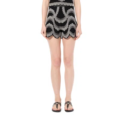 Alexander Mcqueen Women's Knit Shorts In Black/ivory