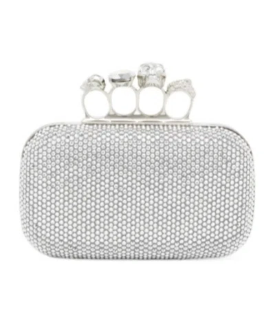 Alexander Mcqueen Women's Knuckle Clutch In Silver-finish