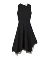 Alexander Mcqueen Asymmetric Lace Hem Sleeveless Midi Dress In Black