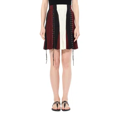 Alexander Mcqueen Women's Laddered Mini Skirt In Black/bone