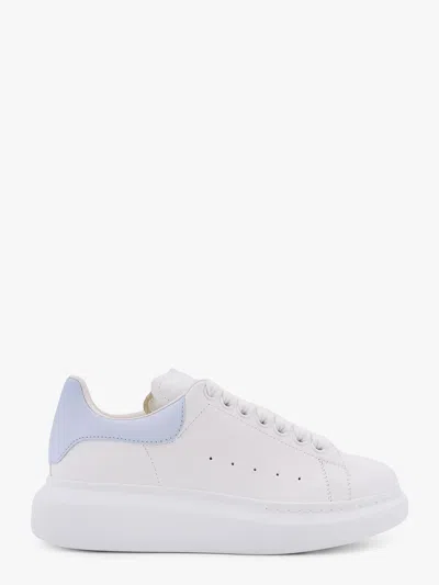 Alexander Mcqueen Women Larry Leather Sneakers With Iconic Logo Detail In Powder Blue