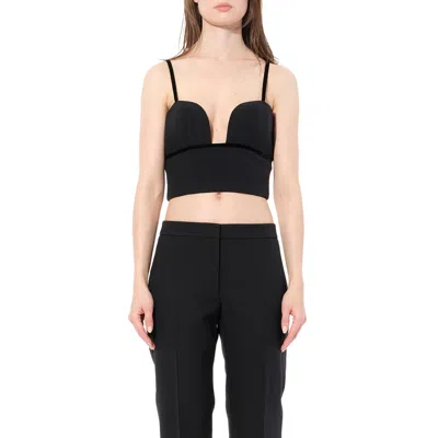 Alexander Mcqueen Women's Leaf Crepe Top In Black