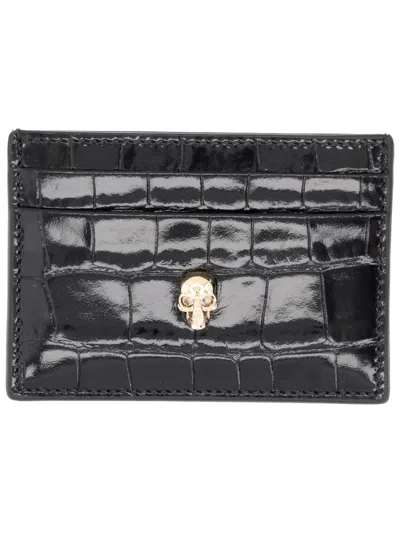 Alexander Mcqueen Women Leather Card Holder In Black