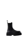 Alexander Mcqueen Black Glossy Leather Ankle Boots With Tank Sole