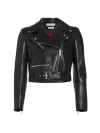 Alexander Mcqueen Women's Leather Crop Biker Jacket In Black