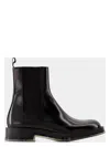 Alexander Mcqueen Black Leather Float Ankle Boots In Black