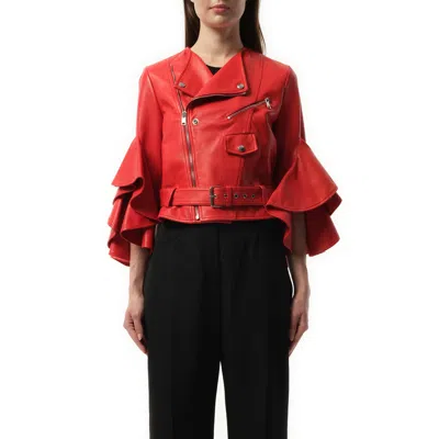 Alexander Mcqueen Women's Leather Jacket In Red