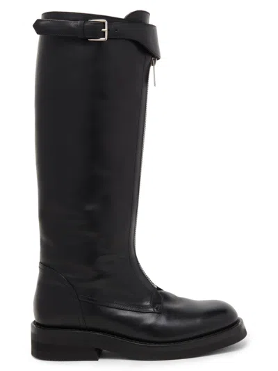 ALEXANDER MCQUEEN WOMEN'S LEATHER KNEE-HIGH BOOTS