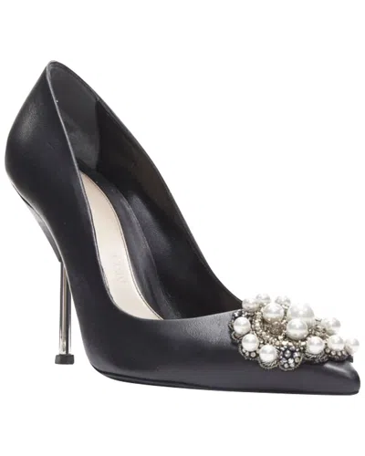 Pre-owned Alexander Mcqueen Women's Leather Pearl Metal Embellished Stiletto Pump  (authentic Pre-loved)