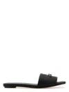 Alexander Mcqueen Open-toe Black Sandals With Metallic Accent In Black