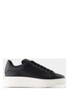 Alexander Mcqueen Women's Leather Sneakers With Leather Heel In Black
