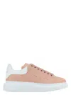 Alexander Mcqueen Pink Leather Sneakers With Light White Leather Heel