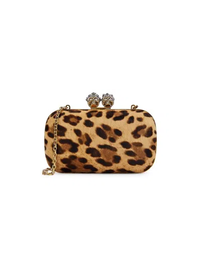 Alexander Mcqueen Women's Leopard Print Calf Hair Evening Bag In Brown