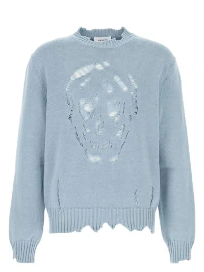 ALEXANDER MCQUEEN WOMEN'S LIGHT-BLUE COTTON SWEATER