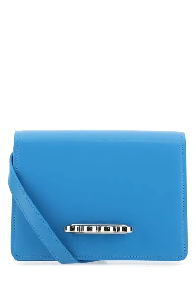 ALEXANDER MCQUEEN ALEXANDER MCQUEEN WOMEN LIGHT-BLUE LEATHER THE FOUR RING CLUTCH