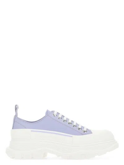ALEXANDER MCQUEEN WOMEN'S LILAC LEATHER TREAD SLICK SNEAKERS