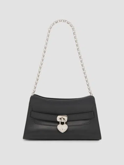 Alexander Mcqueen Women's Locke Mini Leather Shoulder Bag In Black Silver
