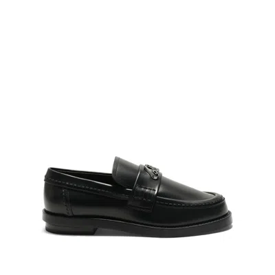 Alexander Mcqueen Women's Logo Lux Leather Loafer In Black/silver