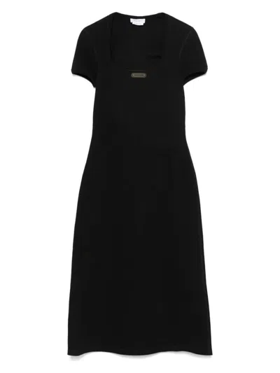 Alexander Mcqueen Women's Logo-plaque Ribbed Stretch Midi Dress