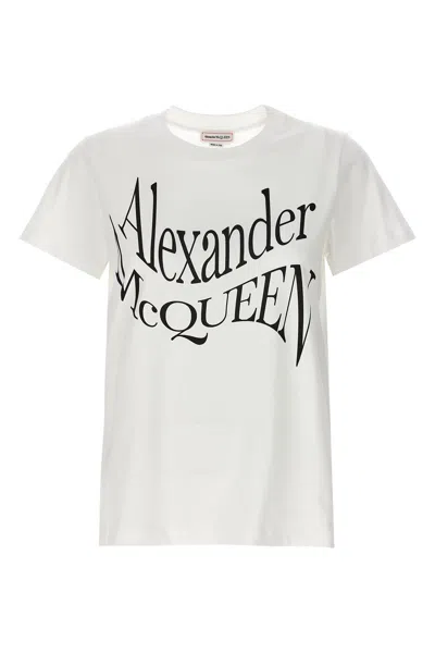 ALEXANDER MCQUEEN MCQUEEN WOMEN LOGO PRINT T-SHIRT