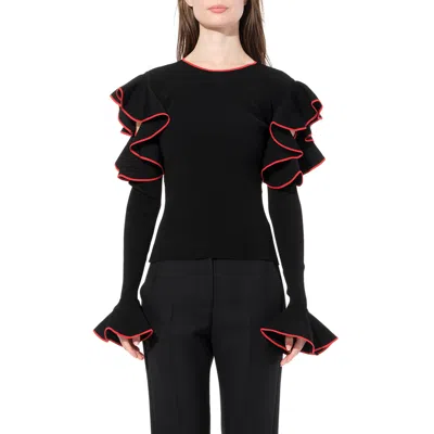 Alexander Mcqueen Women's Longsleeve Knitwear In Black/red