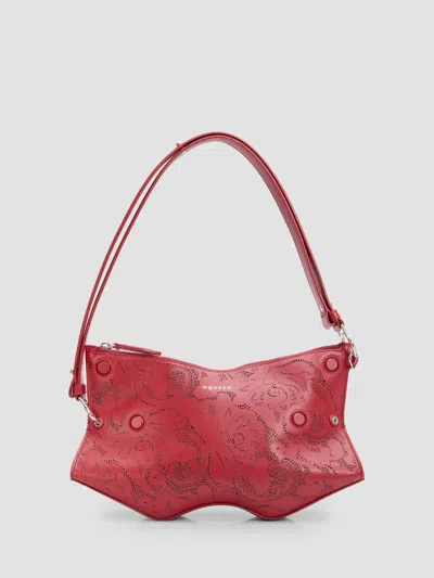 Alexander Mcqueen Women's Mana Leather Laser-cut Clutch In Red