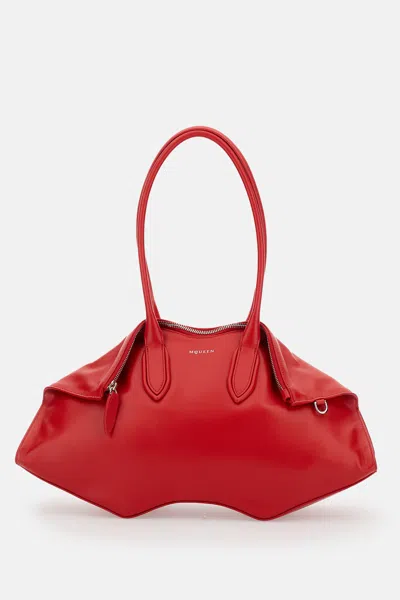 Alexander Mcqueen Manta Calf Leather Shoulder Bag In Red