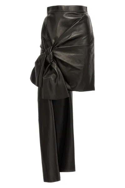 ALEXANDER MCQUEEN MCQUEEN WOMEN MAXI BOW LEATHER SKIRT