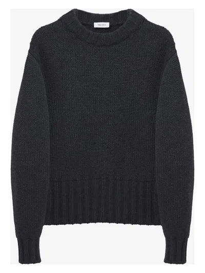 ALEXANDER MCQUEEN WOMEN'S MELANGE DARK STRETCH WOOL BLEND SWEATER