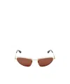Alexander Mcqueen Women's Metal T-bar Soft Cat-eye Sunglasses In Brown/gold