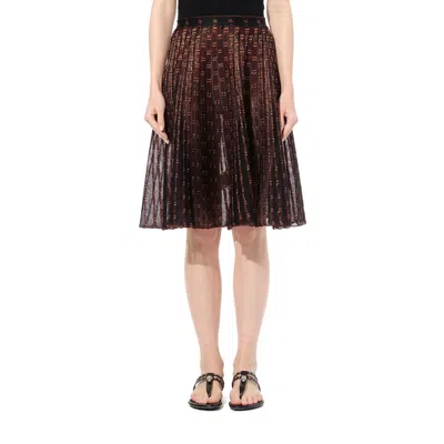 Alexander Mcqueen Women's Metal Tulle Skirt In Red/gold