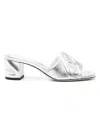 Alexander Mcqueen Alexander Mc Queen Metallic Leather Heel Sandals In Silver