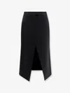 Alexander Mcqueen Mcqueen Kick Back Wool Stretch Gabardine Midi Skirt In Black