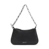Alexander Mcqueen Curved Black Leather Shoulder Bag In Black