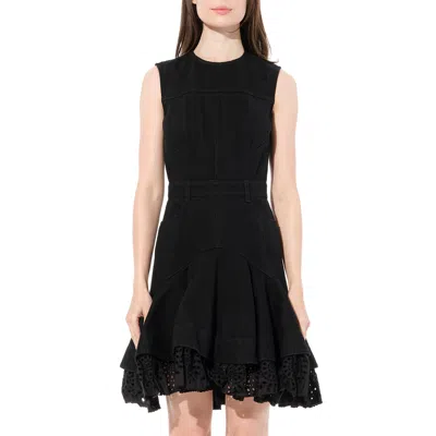 Alexander Mcqueen Women's Mini Denim Dress In Black