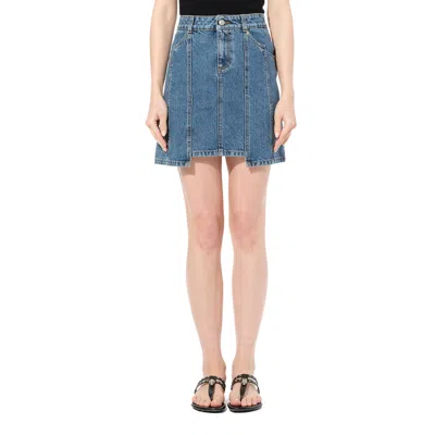 Alexander Mcqueen Women's Mini Denim Skirt In Blue