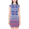 Alexander Mcqueen Women's Mini Dress In Blue/ivory