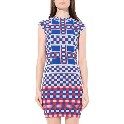 Alexander Mcqueen Women's Mini Dress In Blue/ivory