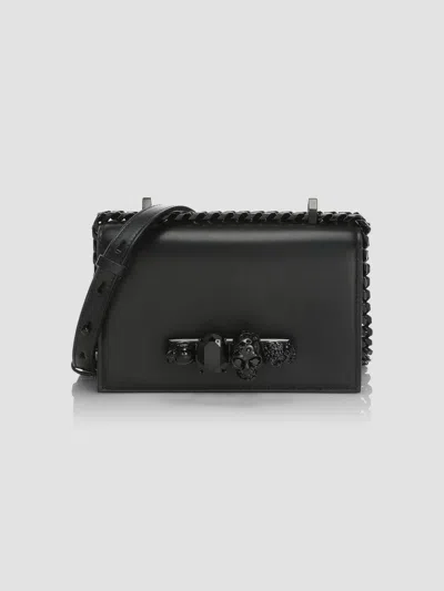 Alexander Mcqueen Women's Mini Jeweled Leather Satchel In Black