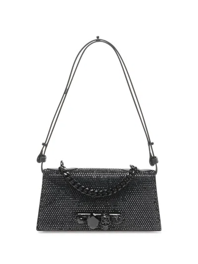 Alexander Mcqueen Women's Mini Jeweled Leather Shoulder Bag In Black