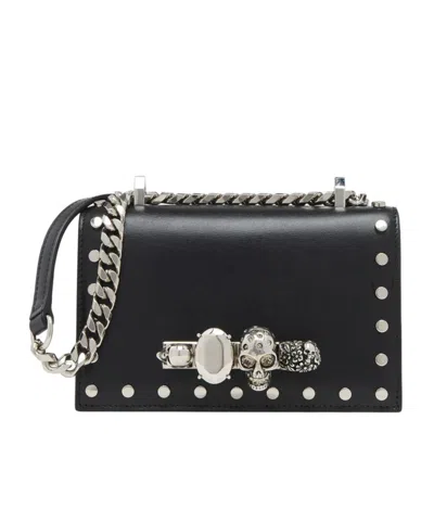 Alexander Mcqueen Women's Mini Jewelled Satchel In Black