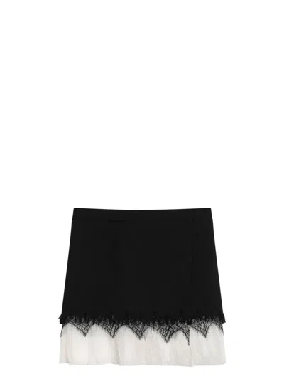 ALEXANDER MCQUEEN WOMEN'S MINI SKIRT WITH BLACK/IVORY SPIDER LACE | SIZE IT 44 | 830083QJADK COLOR 1000