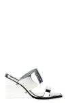 Alexander Mcqueen Square-toe Wedge-platform Sandals In Silver