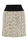Alexander Mcqueen Textured Tweed Skirt With Contrasting Waistband In Multicolor