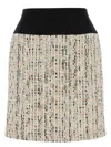 Alexander Mcqueen Textured Tweed Skirt With Contrasting Waistband