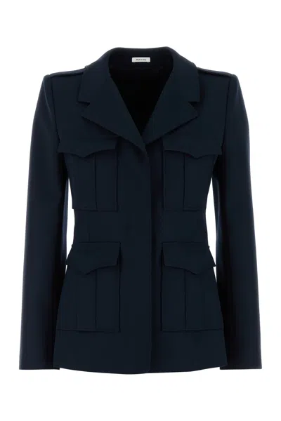 Alexander Mcqueen Women Navy Blue Wool Blazer