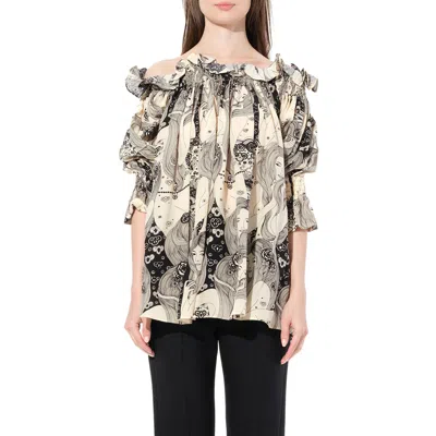 Alexander Mcqueen Women's Off Shld Eve Top In Ivory/black