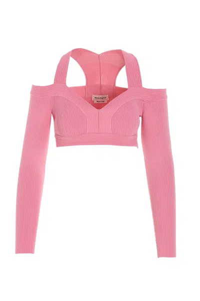 ALEXANDER MCQUEEN MCQUEEN WOMEN OFF-SHOULDER CROPPED TOP